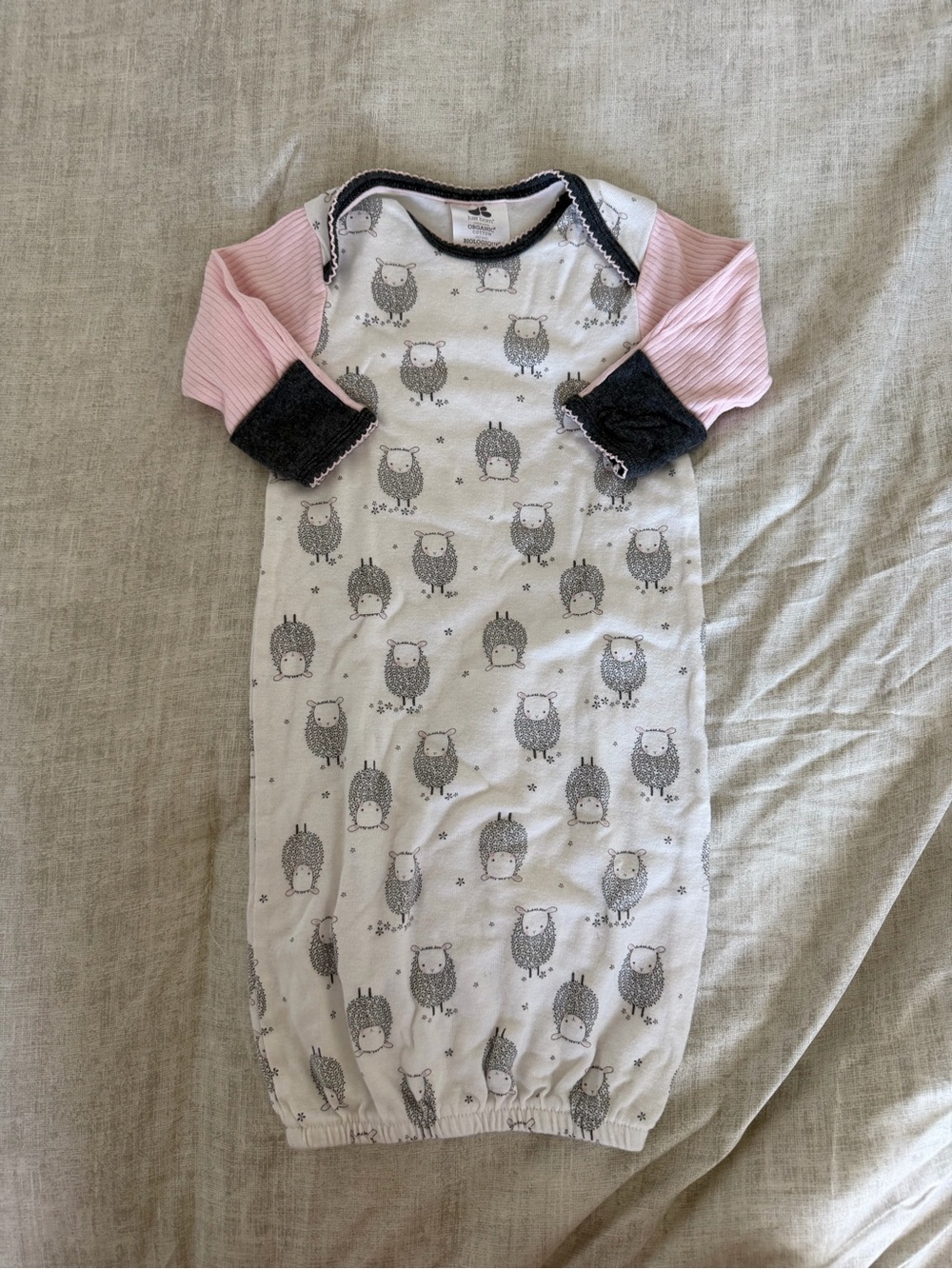 Just Born Organic Cotton Baby Girl Sheep Sleep Gown (0-6M)